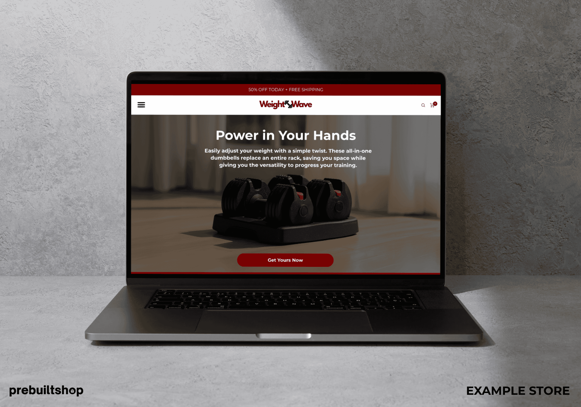 Laptop displaying a website with a gray background